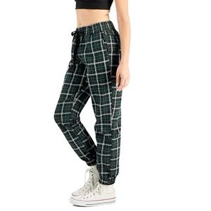 Tinseltown High Rise Joggers Holiday Promo $36 Green Cotton Spandex‎  Drawstring